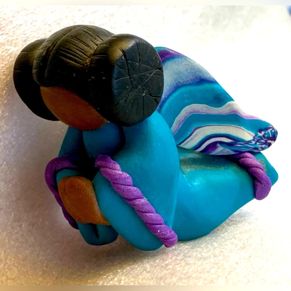 Navajo Artist GWEN PINA Native ANGEL Polymer Clay Sculpture 1995 SIGNED
